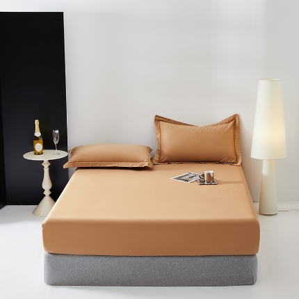 2025年新款100S全棉贡缎纯色长绒棉纯棉床笠多规格 拿铁棕