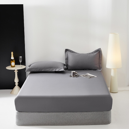 2025年新款100S全棉贡缎纯色长绒棉纯棉床笠多规格 气质灰