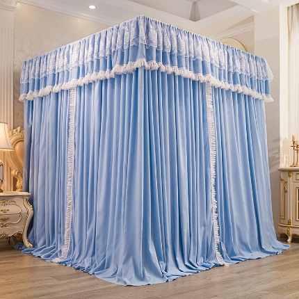 91家纺网 家纺一手货源 找家纺 宝莱利家纺遮光布帘款宫廷落地式蚊帐升级烤漆25MM支架送风扇杆