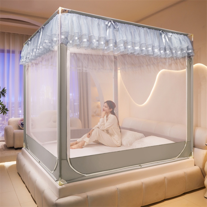 91家纺网 家纺一手货源 找家纺 宝莱利家纺 坐床拉链防摔蚊帐（升级烤漆连接支架送风扇杆）