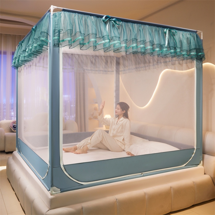 91家纺网 家纺一手货源 找家纺 宝莱利家纺 坐床拉链防摔蚊帐（升级烤漆连接支架送风扇杆）