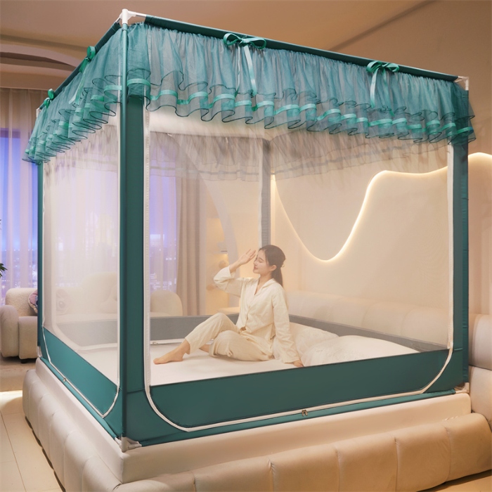 91家纺网 家纺一手货源 找家纺 宝莱利家纺 坐床拉链防摔蚊帐（升级烤漆连接支架送风扇杆）