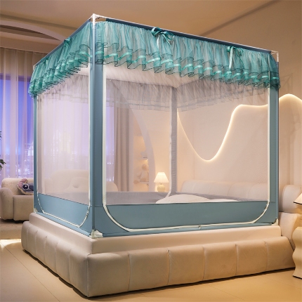 91家纺网 家纺一手货源 找家纺 宝莱利家纺 坐床拉链防摔蚊帐（升级烤漆连接支架送风扇杆）