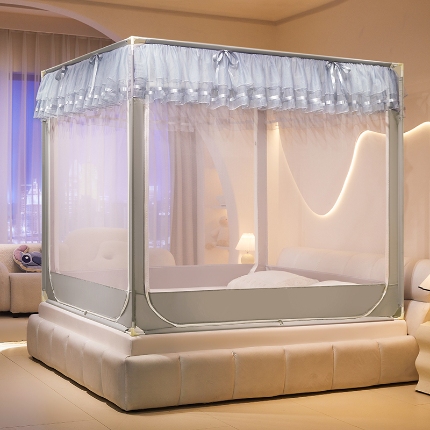 91家纺网 家纺一手货源 找家纺 宝莱利家纺 坐床拉链防摔蚊帐（升级烤漆连接支架送风扇杆）