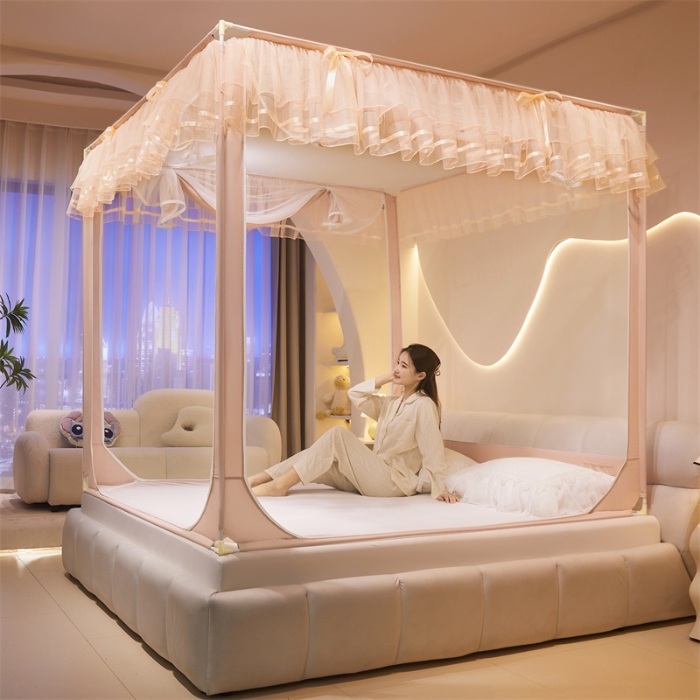 91家纺网 家纺一手货源 找家纺 宝莱利家纺 坐床拉链防摔蚊帐（升级烤漆连接支架送风扇杆）