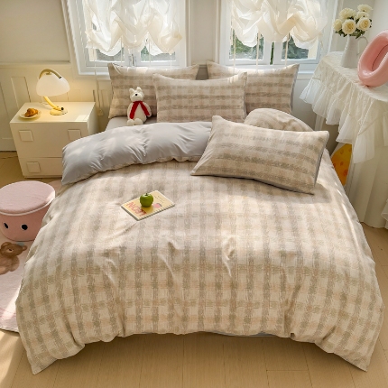 91家纺网 家纺一手货源 找家纺 源莱 2025新款直播TT棉提花水洗棉四件套 品格