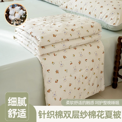 91家纺网 家纺一手货源 找家纺 （总）仁凯家纺 2025款a类针织棉双层纱新疆棉花夏凉被四件套百分百新疆棉花填充空调被（包检测）（提供买家秀）