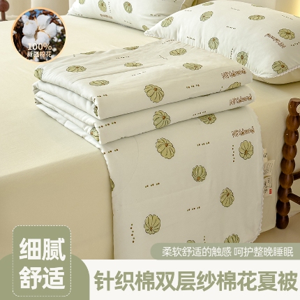 91家纺网 家纺一手货源 找家纺 （总）仁凯家纺 2025款a类针织棉双层纱新疆棉花夏凉被四件套百分百新疆棉花填充空调被（包检测）（提供买家秀）