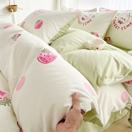 91家纺网 家纺一手货源 找家纺 （总）2025全新热款软萌卡通水洗棉四件套高支密度精细磨毛工艺床上用品