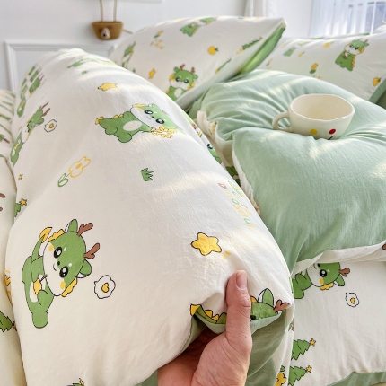 91家纺网 家纺一手货源 找家纺 （总）2025全新热款软萌卡通水洗棉四件套高支密度精细磨毛工艺床上用品