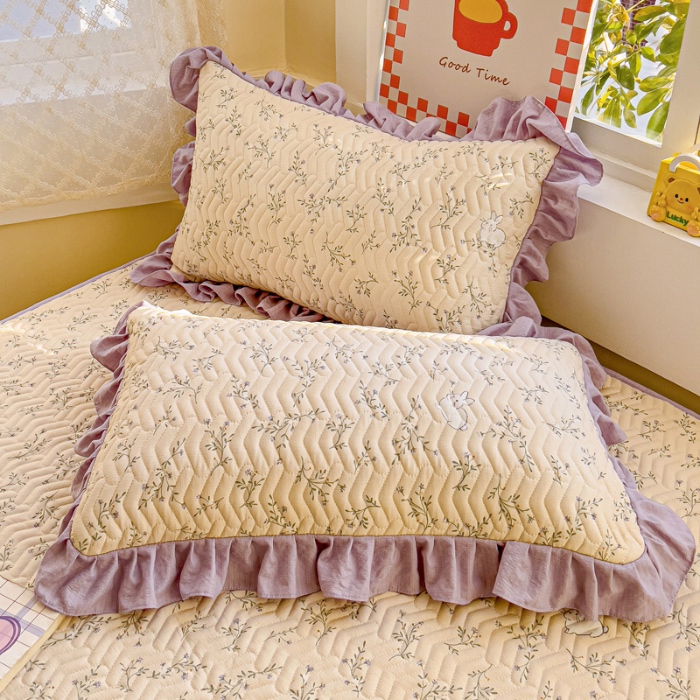 91家纺网 家纺一手货源 找家纺 纽缦家纺 2025新款云朵提花双层纱夹棉绗缝床笠 森林野园