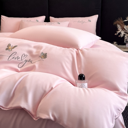 91家纺网 家纺一手货源 找家纺 （总）经年 2025新款高克重亲肤棉刺绣四件套-蝶舞