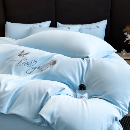 91家纺网 家纺一手货源 找家纺 （总）经年 2025新款高克重亲肤棉刺绣四件套-蝶舞