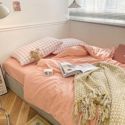 91家纺网 家纺一手货源 找家纺 【91特价】优宜家纺织 新款化纤磨毛格子四件套