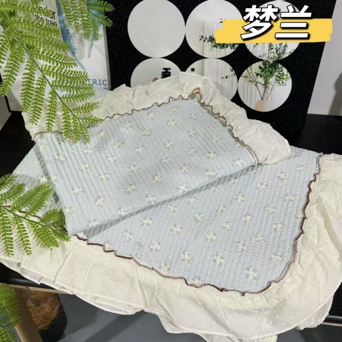 91家纺网 家纺一手货源 找家纺 （总）纯棉床盖被套255×230小香风法式全棉床裙花边夹棉床盖+枕套×2