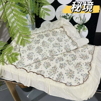 91家纺网 家纺一手货源 找家纺 （总）纯棉床盖三件套260×240法式全棉床裙花边 纯棉夹棉床盖+枕套×2