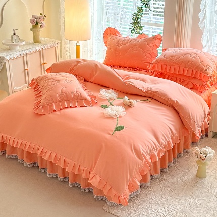 91家纺网 家纺一手货源 找家纺 （总）芭比蔓家纺 2025新款夹棉床裙四件套-花海系列