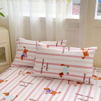 91家纺网 家纺一手货源 找家纺 （总）芷凡家纺 2025新款水洗棉印花纯色格子条纹单枕套