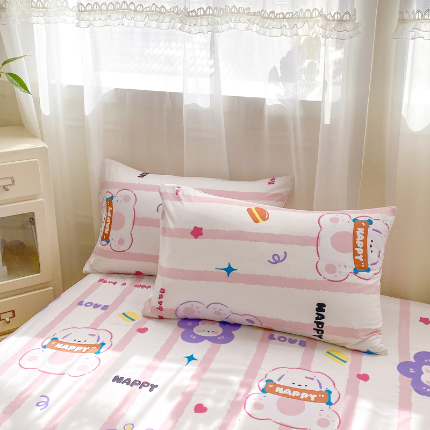 91家纺网 家纺一手货源 找家纺 （总）芷凡家纺 2025新款水洗棉印花纯色格子条纹单枕套