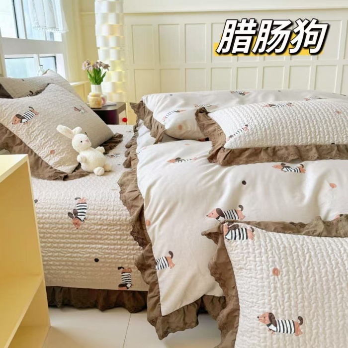 91家纺网 家纺一手货源 找家纺 （总）大大法式花边纯棉床盖 加大花边水洗纯棉床盖230*260