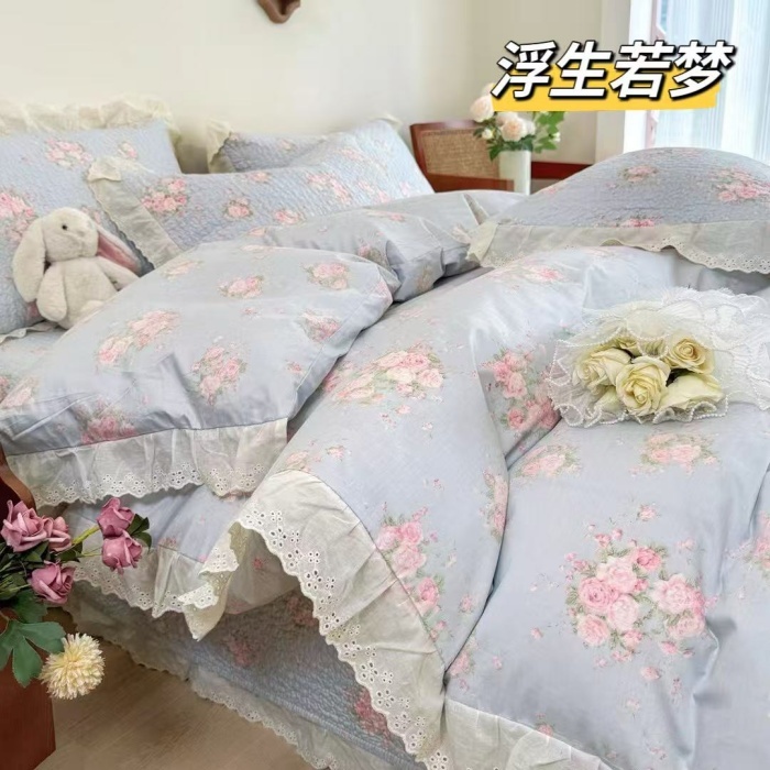 91家纺网 家纺一手货源 找家纺 （总）大大法式花边纯棉床盖 加大花边水洗纯棉床盖230*260