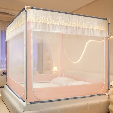 91家纺网 家纺一手货源 找家纺 （总）坐床花边款精致蚊帐三开门防摔易安装防蚊高级免安装加密拉链式铃兰花开