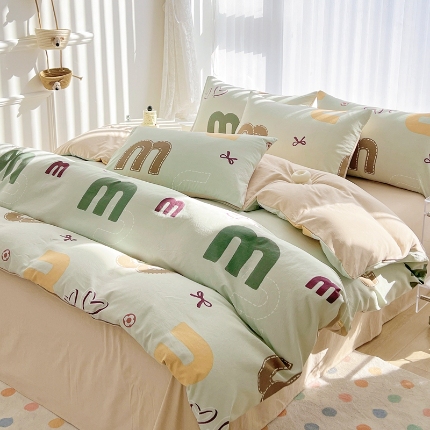 91家纺网 家纺一手货源 找家纺 （总）2025新品春季款卡通风亲肤水洗棉四件套床上用品