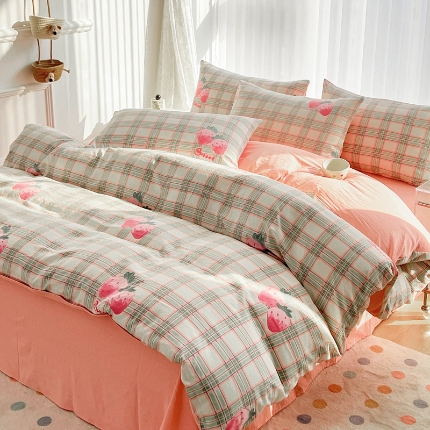 91家纺网 家纺一手货源 找家纺 （总）2025新品春季款卡通风亲肤水洗棉四件套床上用品