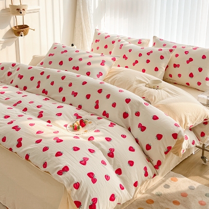 91家纺网 家纺一手货源 找家纺 （总）2025新品春季款卡通风亲肤水洗棉四件套床上用品