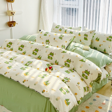 91家纺网 家纺一手货源 找家纺 （总）2025新品春季款卡通风亲肤水洗棉四件套床上用品