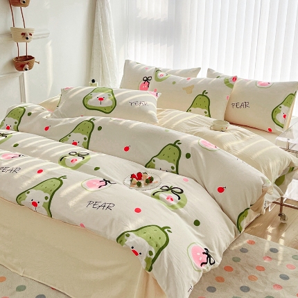 91家纺网 家纺一手货源 找家纺 （总）2025新品春季款卡通风亲肤水洗棉四件套床上用品
