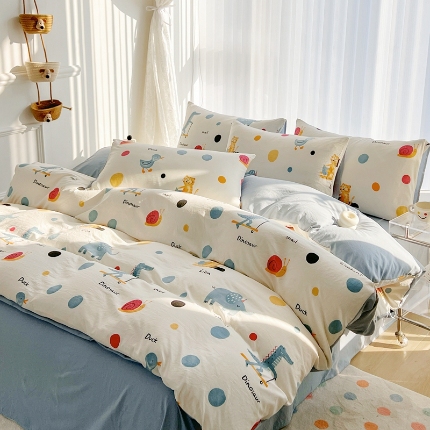 91家纺网 家纺一手货源 找家纺 （总）2025新品春季款卡通风亲肤水洗棉四件套床上用品