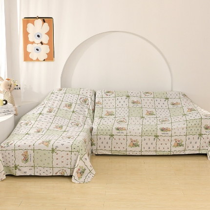 91家纺网 家纺一手货源 找家纺 （总）布兰鸟【防尘布】2025新款可爱萌园卡通风清凉透气防尘布沙发风格