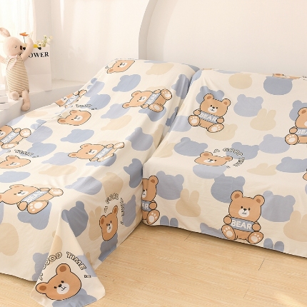 91家纺网 家纺一手货源 找家纺 （总）布兰鸟【防尘布】2025新款可爱萌园卡通风清凉透气防尘布沙发风格