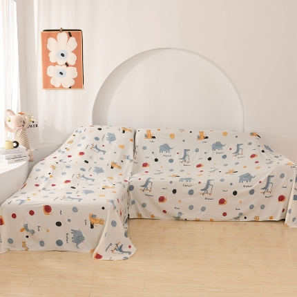 91家纺网 家纺一手货源 找家纺 （总）布兰鸟【防尘布】2025新款可爱萌园卡通风清凉透气防尘布沙发风格