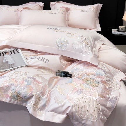 91家纺网 家纺一手货源 找家纺 （总）春夏新款50*50S贡缎长绒棉刺绣四件套高档礼盒纯棉床单床笠