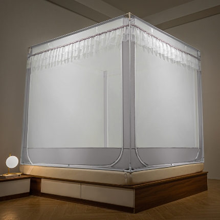 91家纺网 家纺一手货源 找家纺 飞轮海蚊帐 2025新款防尘坐床全底蚊帐Z91 浅灰