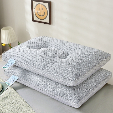 兴丝露枕芯 凉感丝豆豆护颈枕  羽丝枕头 中高枕 单人枕 立体枕 舒适枕