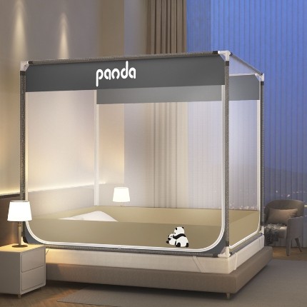 91家纺网 家纺一手货源 找家纺 （总）鸿和蚊帐 2025新款印花U门外穿杆坐床拉链蚊帐