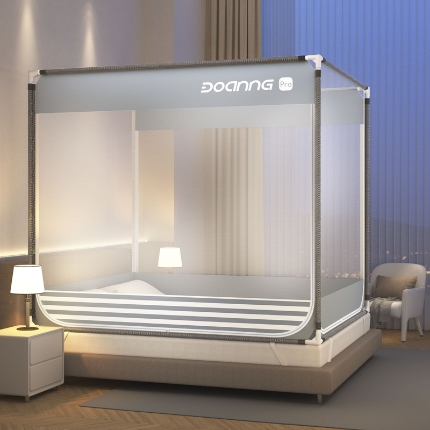 91家纺网 家纺一手货源 找家纺 （总）鸿和蚊帐 2025新款印花U门外穿杆坐床拉链蚊帐