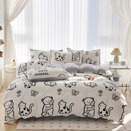 91家纺网 家纺一手货源 找家纺 （总）2025新款卡通风水洗棉四件套床上用品