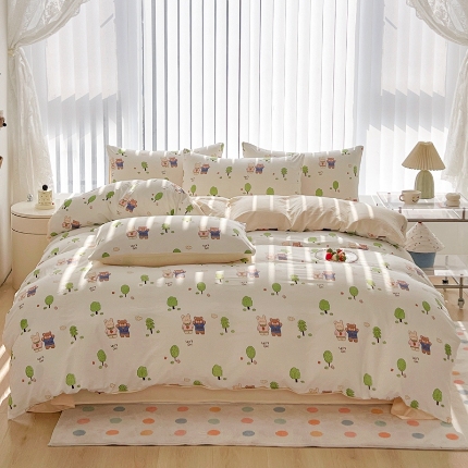 91家纺网 家纺一手货源 找家纺 （总）2025新款卡通风水洗棉四件套床上用品