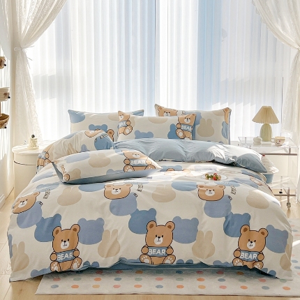 91家纺网 家纺一手货源 找家纺 （总）2025新款卡通风水洗棉四件套床上用品