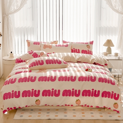 91家纺网 家纺一手货源 找家纺 （总）2025新款卡通风水洗棉四件套床上用品