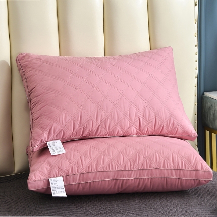 兴丝露枕芯 五色全棉三线格羽丝枕 绗缝枕头 全棉立体枕芯 全棉枕芯