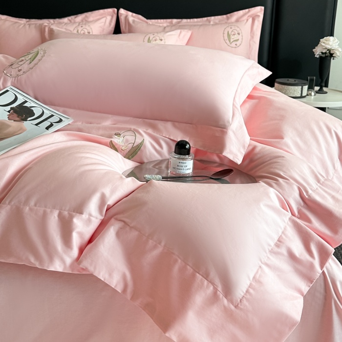 91家纺网 家纺一手货源 找家纺 （总）（控价）新方向2025新款全棉长绒棉刺绣四件套-铃兰物语