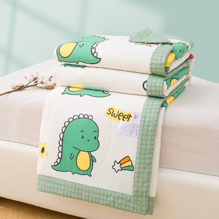 棉造家居 2025新款春夏全棉纯棉印花夏被夏凉被空调被 恐龙宝贝