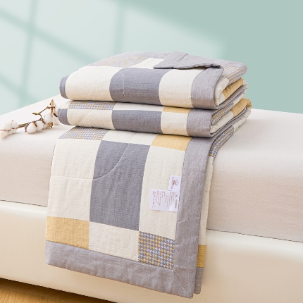 棉造家居 2025新款春夏全棉纯棉印花夏被夏凉被空调被 雅阁-灰