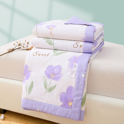 棉造家居 2025新款春夏全棉纯棉印花夏被夏凉被空调被 甜美花韵