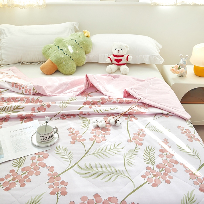 91家纺网 家纺一手货源 找家纺 美之润2025新款A类全棉印花夏被空调被夏凉被 石楠花